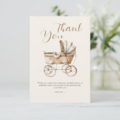 Boho Baby Carriage Baby shower Bedankkaart (Staand voorkant)