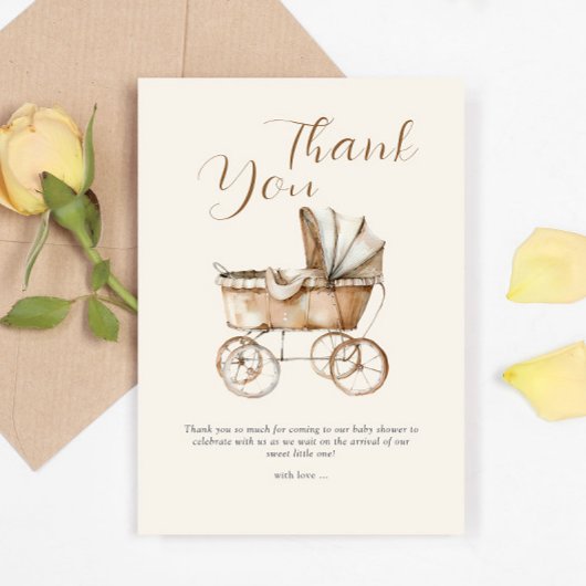 Boho Baby Carriage Baby shower Bedankkaart