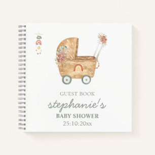 Boho Baby Carriage Baby Shower Gastboek Notitieboek