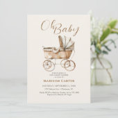 Boho  Baby Carriage Baby shower Kaart (Staand voorkant)
