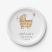 Boho Baby Carriage Baby shower Papieren Bordje (Voorkant)
