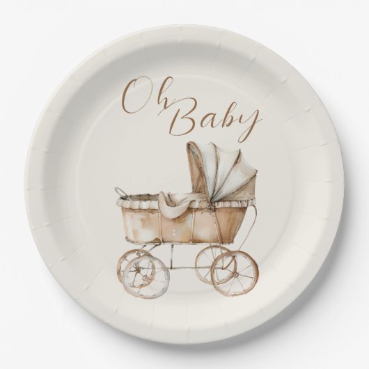 Boho  Baby Carriage Baby shower Papieren Bordje (Voorkant)