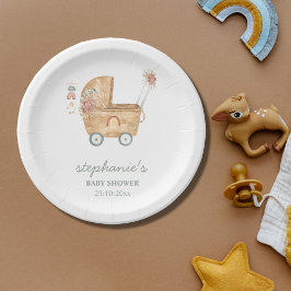 Boho Baby Carriage Baby shower Papieren Bordje