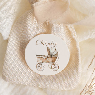 Boho  Baby Carriage Baby shower Ronde Sticker
