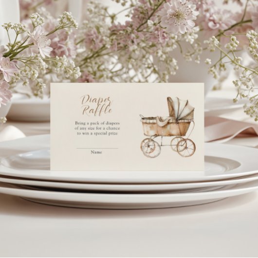Boho  Baby Carriage Diaper Raffle Informatiekaartje