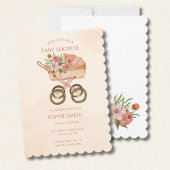 Boho Baby Carriage Waterverf Floral Baby shower Kaart