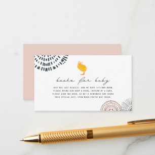 Boho Baby Chick Pink Book Request Baby shower Informatiekaartje