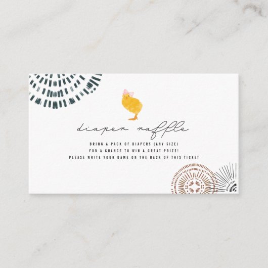 Boho Baby Chick Pink Diaper Raffle Informatiekaartje (Voorkant)
