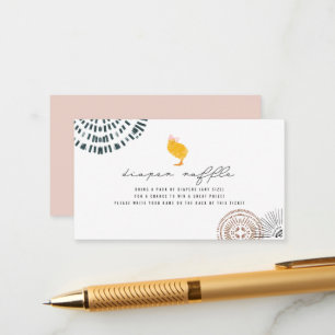 Boho Baby Chick Pink Diaper Raffle Informatiekaartje