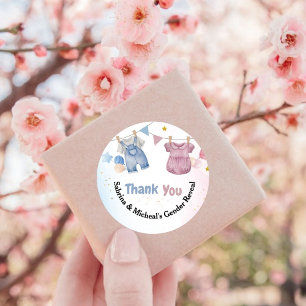 Boho Baby Clotheline Gender Reveal Dank u Ronde Sticker
