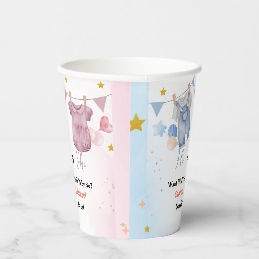 Boho Baby Clotheline Gender Reveal Party Papieren Bekers (Rechts)