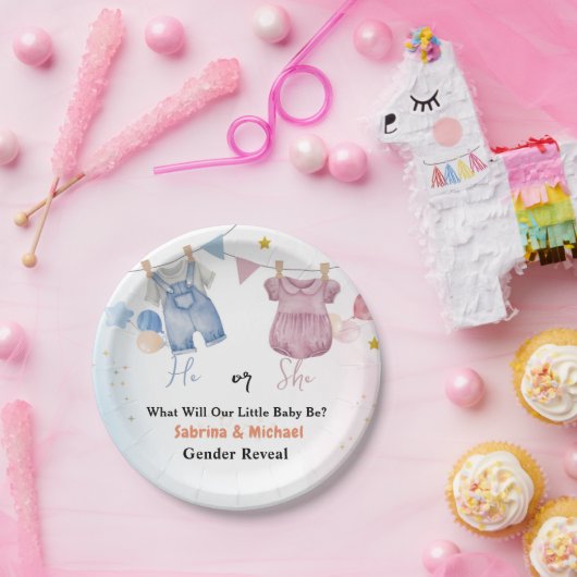 Boho  Baby Clotheline Gender Reveal Party Papieren Bordje (Feest)
