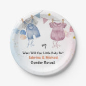 Boho  Baby Clotheline Gender Reveal Party Papieren Bordje (Voorkant)