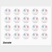 Boho  Baby Clotheline Gender Reveal Party Ronde Sticker (Vel)