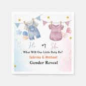 Boho  Baby Clotheline Gender Reveal Party Servet (Voorkant)