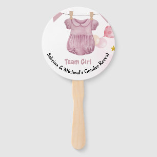 Boho Baby Clotheline Gender Reveal Team Meisje Handwaaier