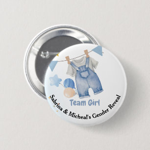Boho Baby Clotheline Gender Reveal Team Meisje Ronde Button 5,7 Cm