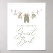 Boho Baby Clothes Baby Shower Guest Book Sign Poster (Voorkant)