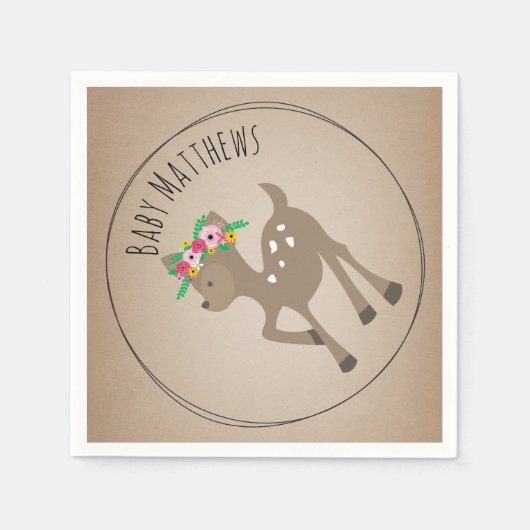 Boho Baby Deer Baby shower servetten (Voorkant)