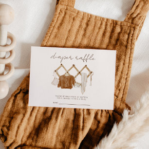 Boho Baby Diaper Raffle Gender Neutral Shower Informatiekaartje