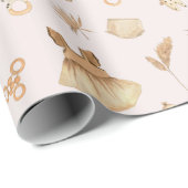 Boho Baby Dress Rattle Pattern Pink Cadeaupapier (Rol Hoek)