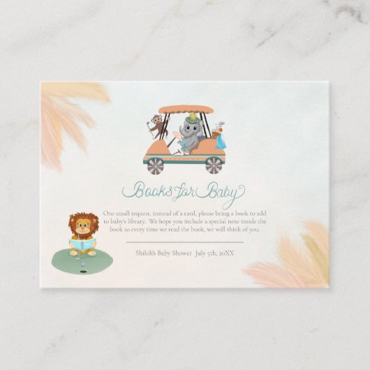 Boho Baby Elephant, aap, leeuw Informatiekaartje (Voorkant)