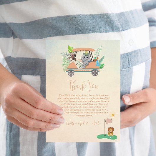 Boho Baby Elephant, aap, Lion Golf Baby shower Bedankkaart