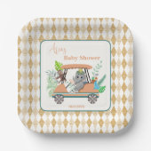 Boho Baby Elephant en Monkey Golf Baby shower Papieren Bordje (Voorkant)