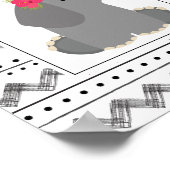 Boho Baby Elephant Floral Black + White Nursery Poster (Hoek)