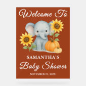 Boho Baby Elephant Herfst Baby shower Welkom Acryl Bord (Voorkant)