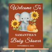 Boho Baby Elephant Herfst Baby shower Welkom Acryl Bord (Neutraal)