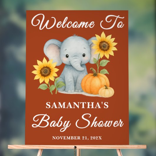 Boho Baby Elephant Herfst Baby shower Welkom Acryl Bord (Neutraal)