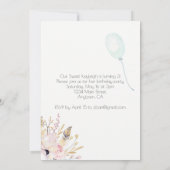 Boho Baby Elephant Little Girl's Birthday Party Kaart (Achterkant)