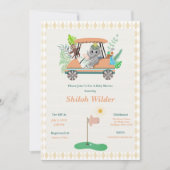 Boho Baby Elephant & Monkey Golf Baby shower Kaart (Voorkant)