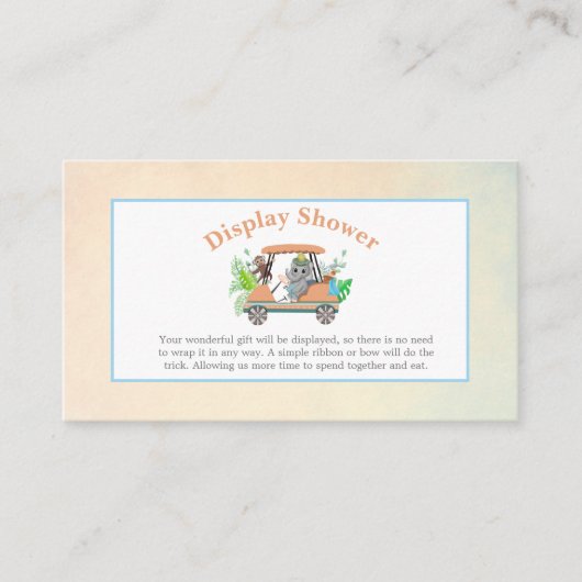 Boho Baby Elephant & Monkey Golf Shower Display Informatiekaartje (Voorkant)