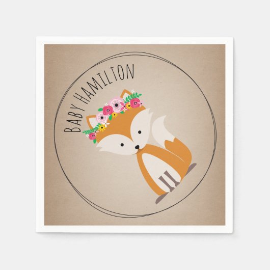 Boho Baby Fox Baby shower servetten (Voorkant)