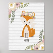 Boho Baby Fox Wood Aangepast Nursery Artwork Poster (Voorkant)