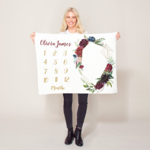 Boho Baby Girl Milestone Maandelijkse babyverpakki Fleece Deken