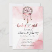 BOHO Baby Girl Pink Dream Catcher Waterverf Wash Kaart (Voorkant)