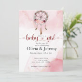 BOHO Baby Girl Pink Dream Catcher Waterverf Wash Kaart (Staand voorkant)