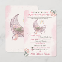 Boho Baby Girl Shower RSVP Kaart