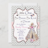 Boho Baby Girl Shower uitnodiging, Tribal Uitnodig Kaart (Voorkant)