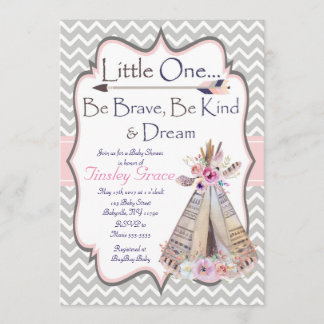 Boho Baby Girl Shower uitnodiging, Tribal Uitnodig Kaart