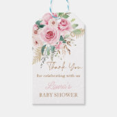 Boho Baby in Bloesem Blush Roze Bloemen Baby showe Cadeaulabel (Voorkant)