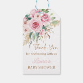 Boho Baby in Bloesem Blush Roze Bloemen Baby showe Cadeaulabel (Achterkant)