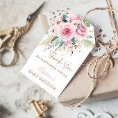 Boho Baby in Bloesem Blush Roze Bloemen Baby showe Cadeaulabel