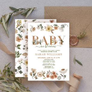 Boho Baby in Bloom Baby Meisje Baby Shower Kaart