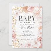 Boho Baby in Bloom Baby shower Blush Pink Floral Kaart (Voorkant)