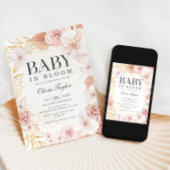 Boho Baby in Bloom Baby shower Blush Pink Floral Kaart