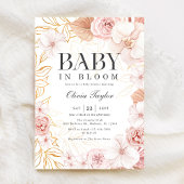 Boho Baby in Bloom Baby shower Blush Pink Floral Kaart